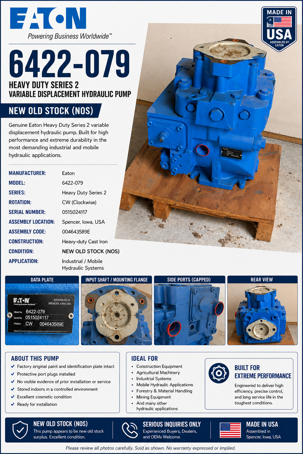 6422-079 Heavy Duty Series 2 Variable Displacement Hydraulic Pump