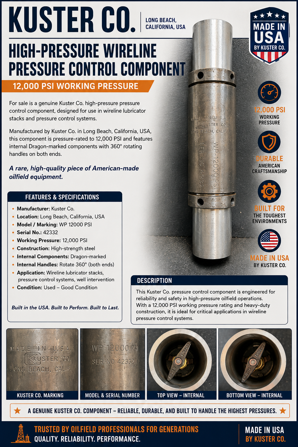 High Pressure Wireline Pressure Control Component