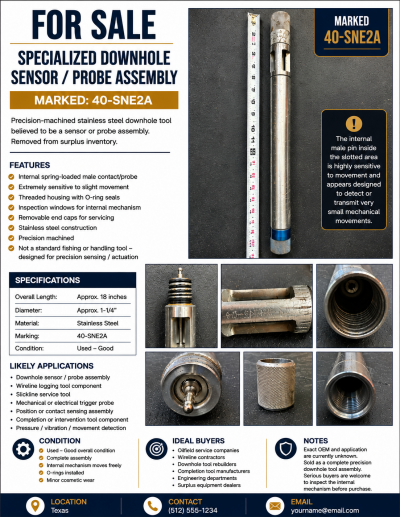 Specialized Downhole Sensor / Probe Assembly