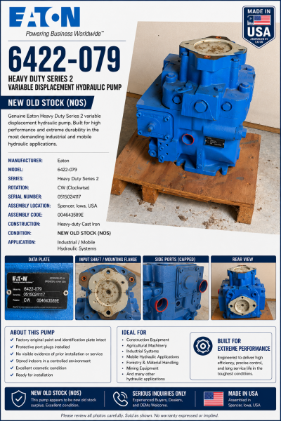 6422-079 Heavy Duty Series 2 Variable Displacement Hydraulic Pump