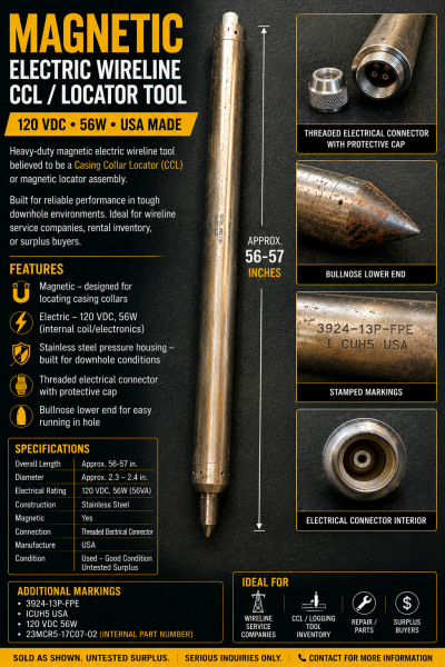 Magnetic Electric Wireline CCL / Locator Tool